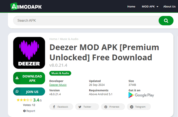 allmodapk Deezer MOD APK