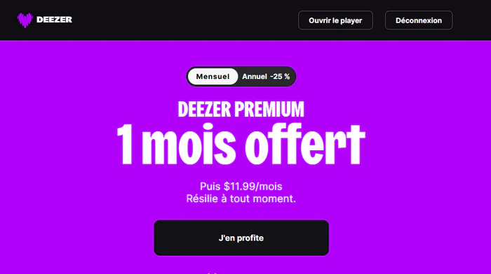 Profiter de l'offre officielle Deezer gratuit