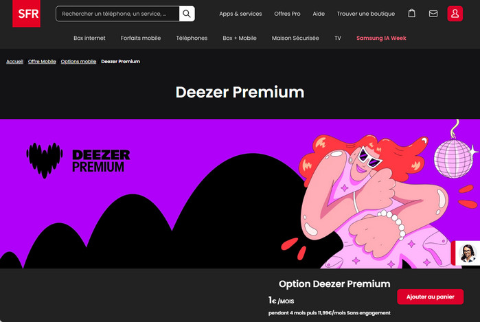 Accéder Deezer 4 mois gratuit avec SFR