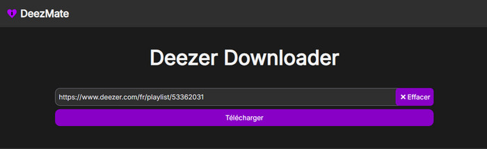 Collez le lien de la playlist Deezer