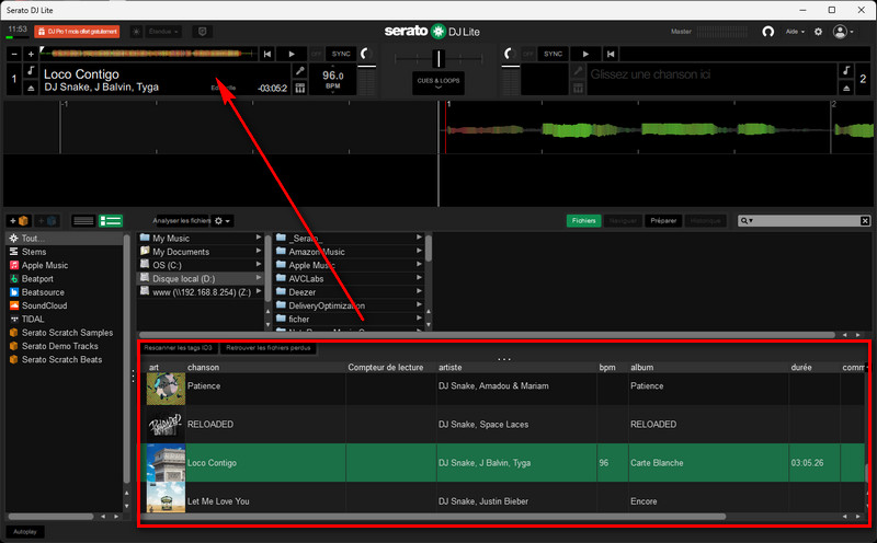 Mixer Deezer avec Serato DJ