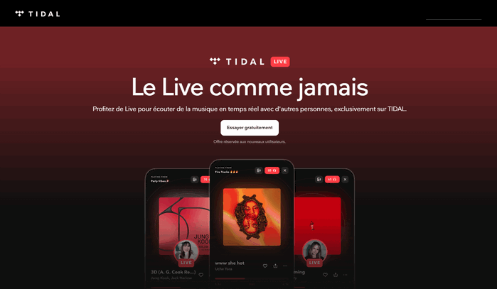 fonctionnalités sociales de Tidal